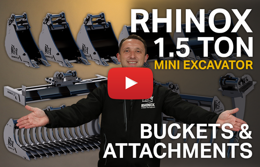 Rhinox 1.5 Ton Digger Buckets & Attachments Range (Video)