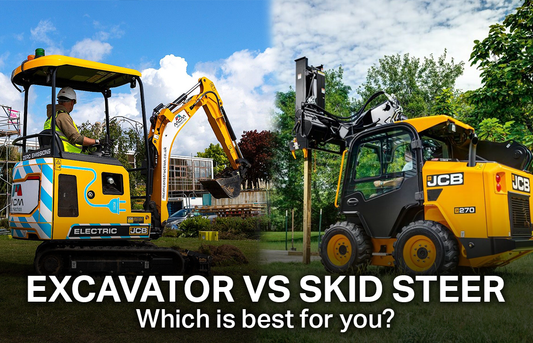 Left: JCB Excavator. Right: JCB Skidsteer