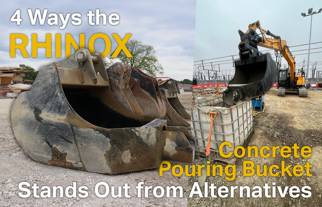 Why does the Rhinox Concrete Pouring Bucket have a chute?