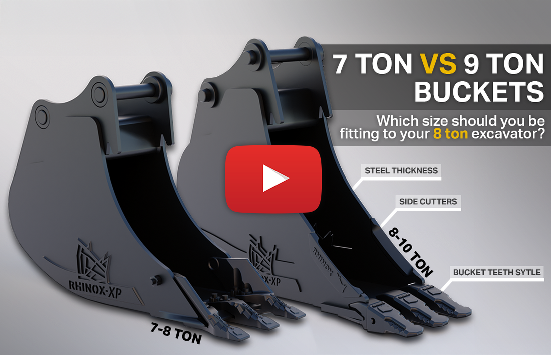 7 VS 9 Ton Buckets - Which Size on your 8 ton Excavator? (Video)