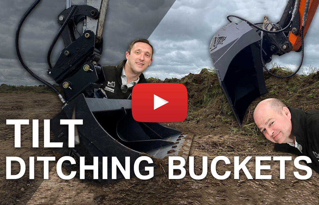 Excavator Tilt Ditching Bucket - Easy grading on an angle!