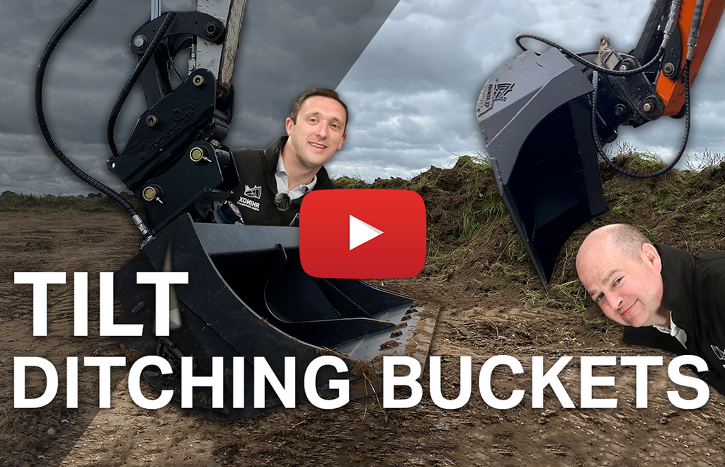 Excavator Tilt Ditching Bucket - Easy grading on an angle! (Video)