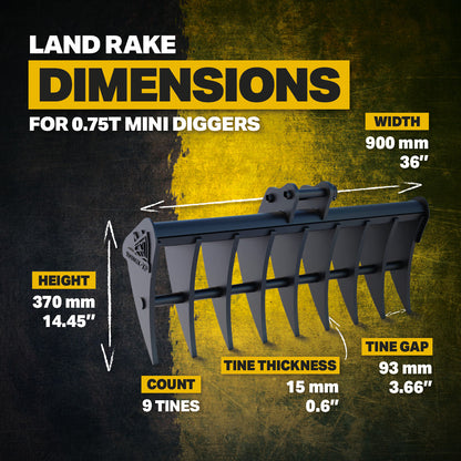 Komatsu PC09 Land Rake 36" / 900mm Infographic 2