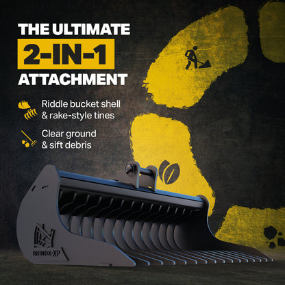Takeuchi TB016 Rake Riddle Bucket - Infographic 1