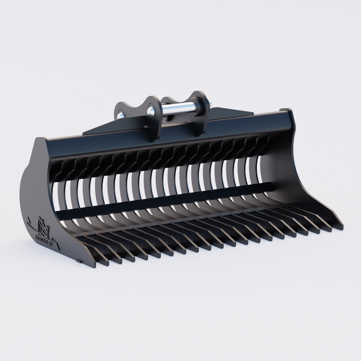 Hitachi FH120 Rake Riddle Bucket (c/w Pins) Front