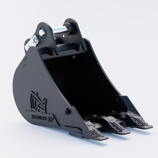 JCB 18Z-1 Digging Bucket - 12 Inch | Rhinox Group UK - Toothed Bucket Front