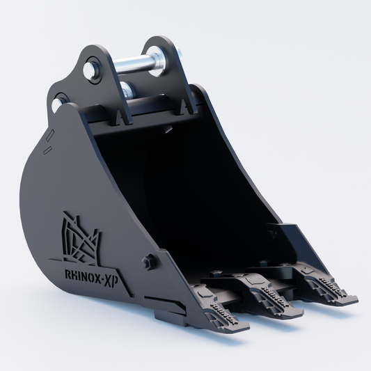 Hitachi ZX18 Digging Bucket - 12" / 300mm | Rhinox Group UK - Toothed Bucket Front