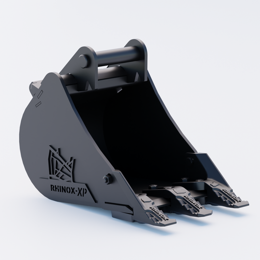 Rhinox Digging Bucket To Suit Safelock SL10 Hitch - 12" - Toothed Bucket Front