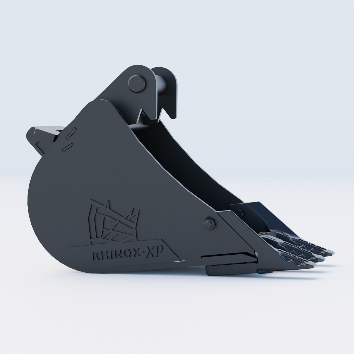 Rhinox Digging Bucket To Suit Safelock SL10 Hitch - 12" - Toothed Bucket Side