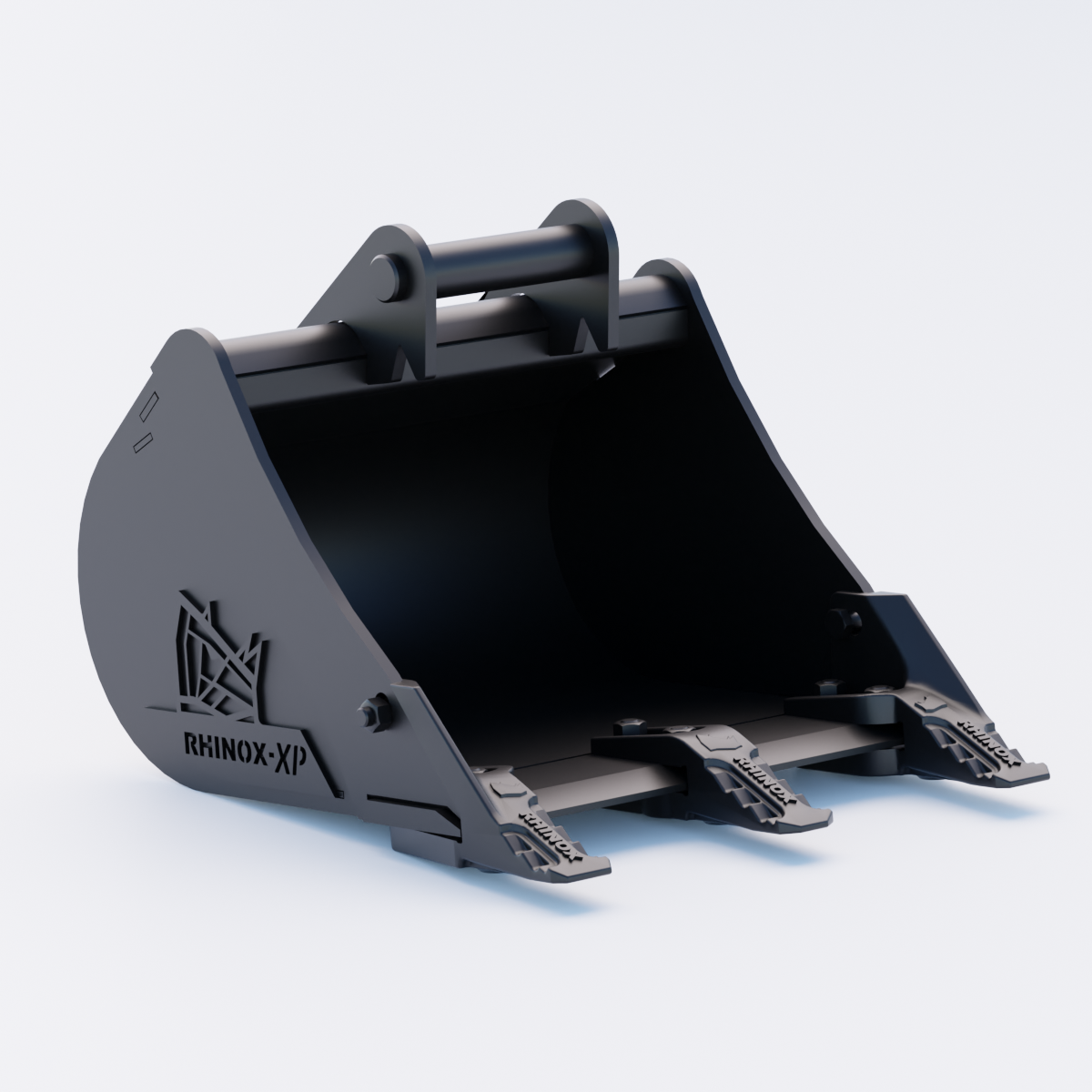 Rhinox Digging Bucket To Suit Safelock SL10 Hitch - 18" - Toothed Bucket Front