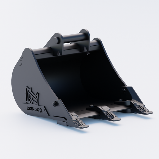 Rhinox Digging Bucket To Suit Safelock SL10 Hitch - 18" - Toothed Bucket Front