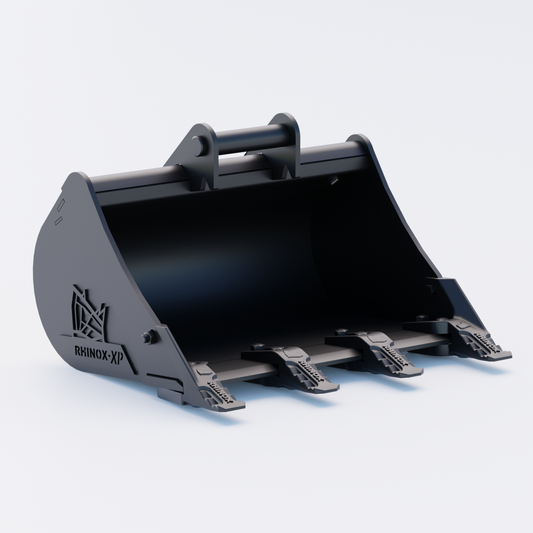 Rhinox Digging Bucket To Suit Safelock SL10 Hitch - 24" - Toothed Bucket Front