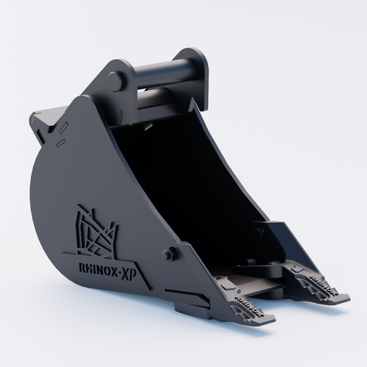 Rhinox Digging Bucket To Suit Safelock SL10 Hitch - 9" - Toothed Bucket Front