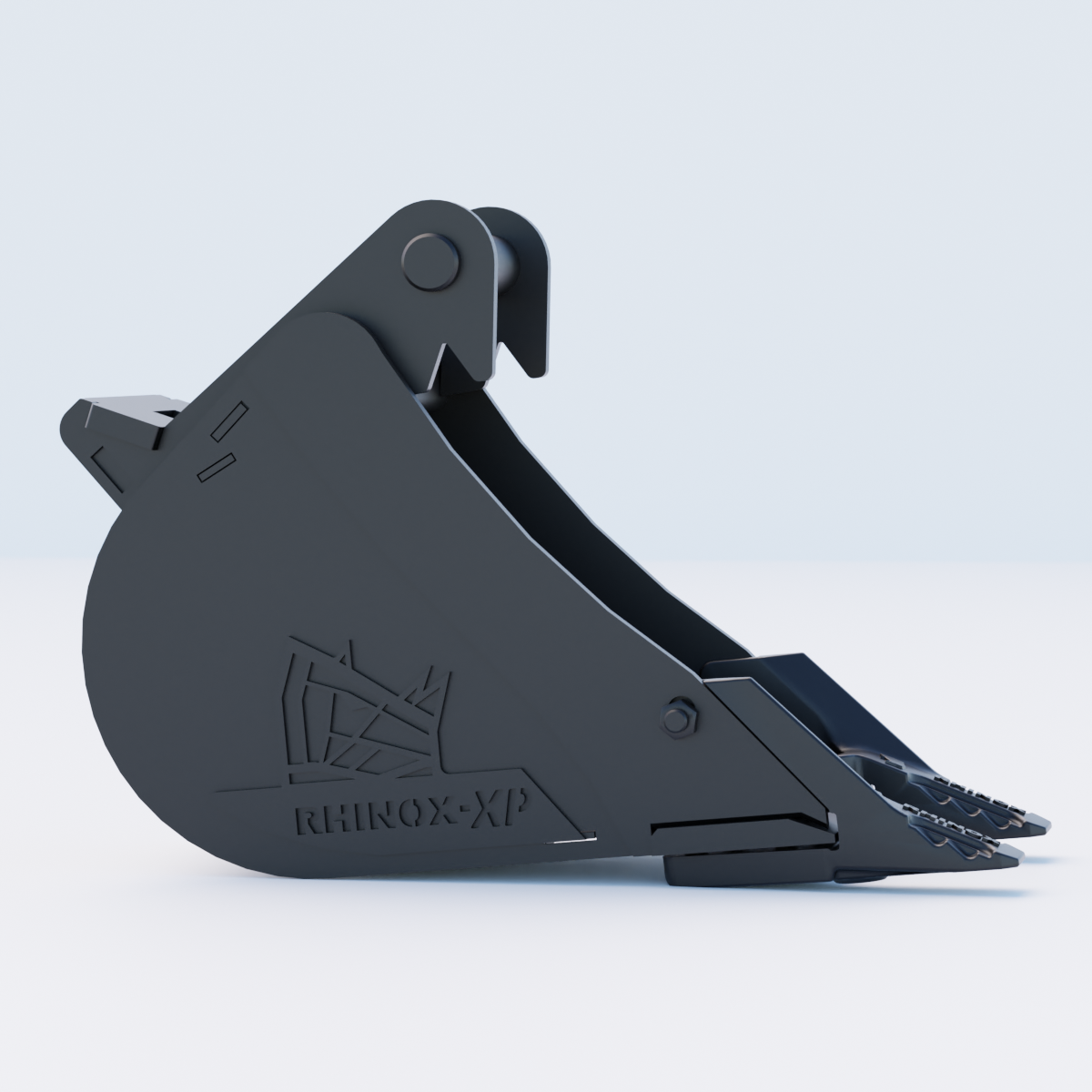 Rhinox Digging Bucket To Suit Safelock SL10 Hitch - 9" - Toothed Bucket Side