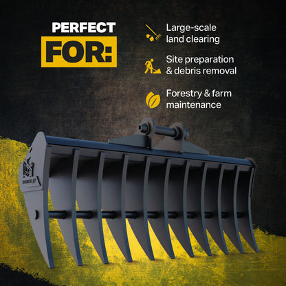 Volvo ECR30 Land Rake 48" / 1200mm Infographic 1