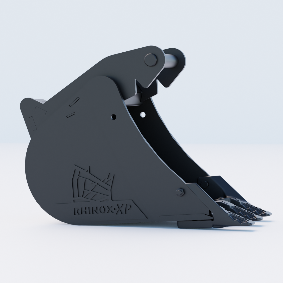 Rhinox Digging Bucket To Suit  Safelock SL30 Hitch - 12" | Rhinox Group UK - Toothed Bucket Side
