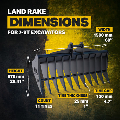 Kubota KX085-5 Land Rake 60" / 1500mm Infographic 2