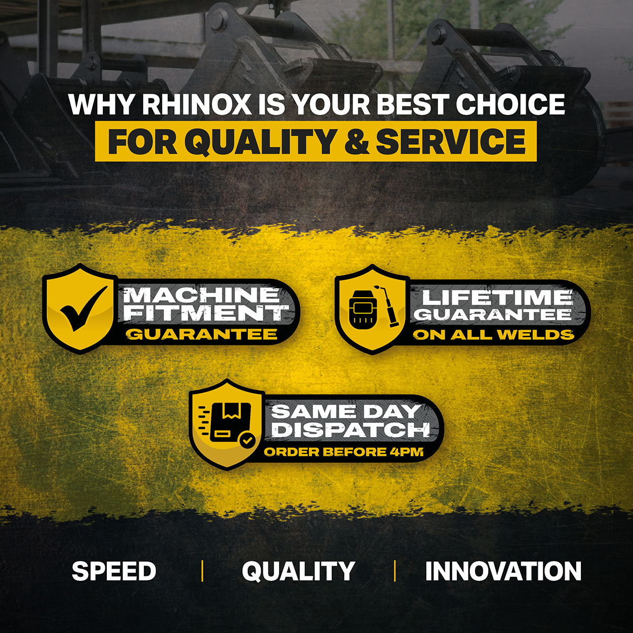 Volvo ECR18 Rake Riddle Bucket - 36" / 900mm Rhinox Brand Infographic