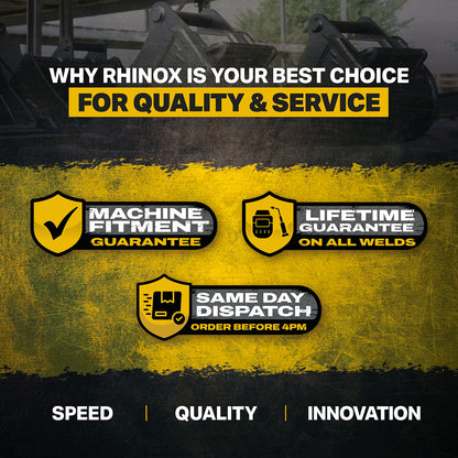 Volvo EC18C Rake Riddle Bucket - 36" / 900mm Rhinox Brand Infographic