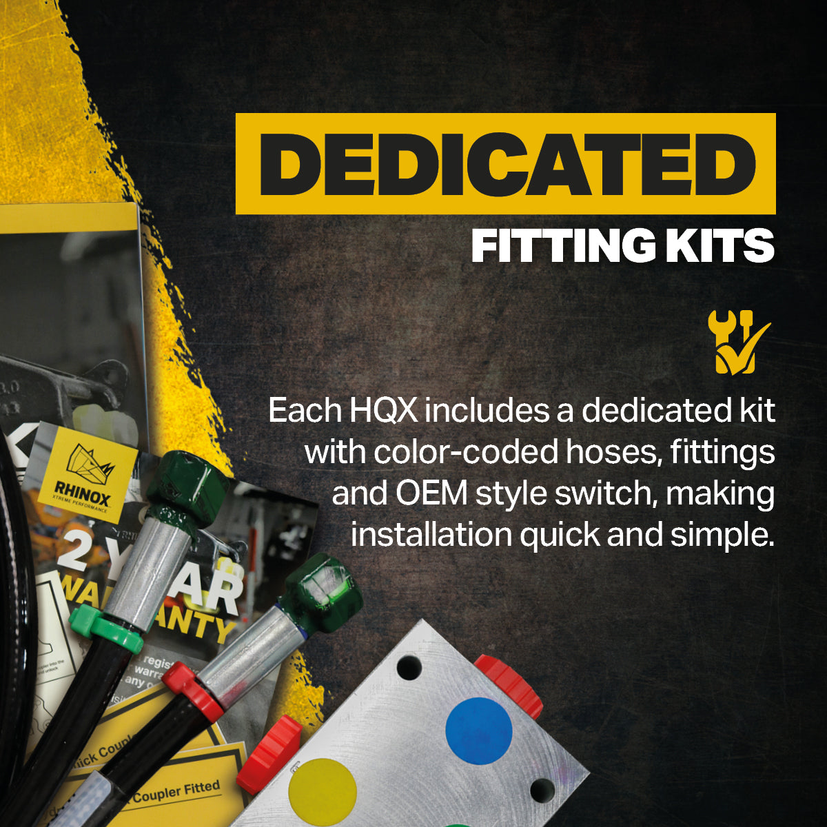1.5T Fabricated Hydraulic Quick Coupler Infographic - Dedicated Fitting Kits