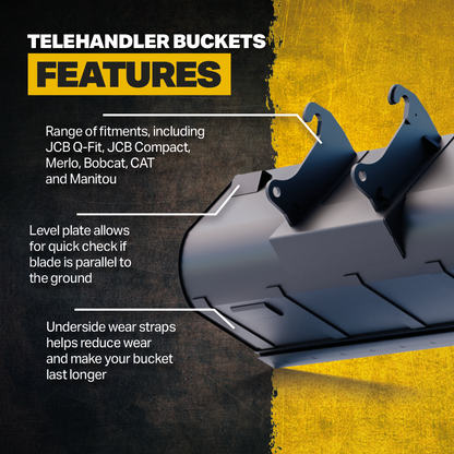 JCB Q-Fit Telehandler Bucket / Loadall Bucket - 90" wide / 1 cubic metre capacity product infographic 2